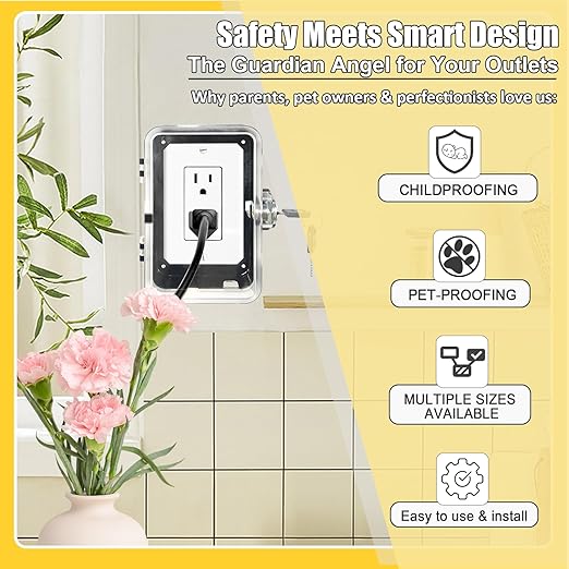 Socket Lock, Child Proof, ABS Bite Resistant Safety Box, Tool-Free Installation Outlet Cover, for Household Baby & Pet Proofing Wall Sockets, 6.69in*4.41in*2.95in (1 PC)