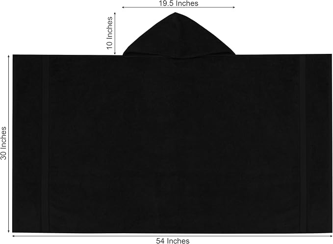 ORIGINAL KIDS Hooded Bath Towel Wrap - 2 Pack - Ultra Soft 100% Cotton Terry Large Oversized Hooded Kids Towel - Shower Pool Beach - 579 GSM Absorbent Quick Dry Plush Gift - 30 x 54 - Black
