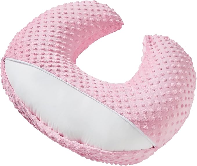 Pillowcase for Nursing Pillow and Positioner for Breastfeeding and Bottle Feeding, Propping Baby, Tummy Time, Baby Sitting Support, Awake-Time Support, Pillow Cover Only (Candy Pink)