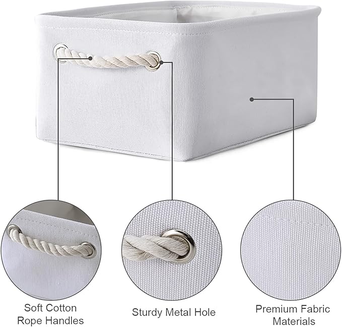 TheWarmHome Storage Basket for Gifts Empty - 11.8x7.8x5.2 inch 1 Pack Fabric Storage Cubes, Nursery Organizers and Storage for Closet Cloth Toy Book (White)