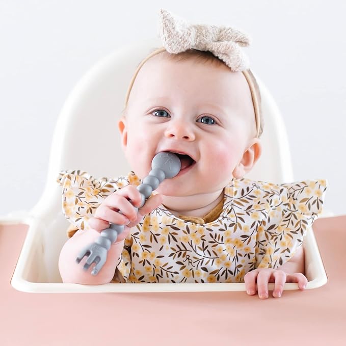 Ryan & Rose Cutie Tensils Baby Spoon and Fork [2 Pack] (Charcoal)