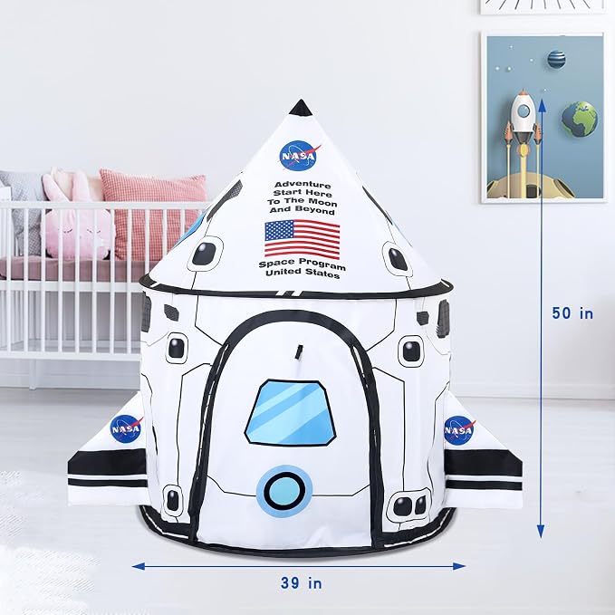 Rocket Ship Play Tent Kids Play Tents Cute Space Tent Indoor Outdoor Spaceship with Wing