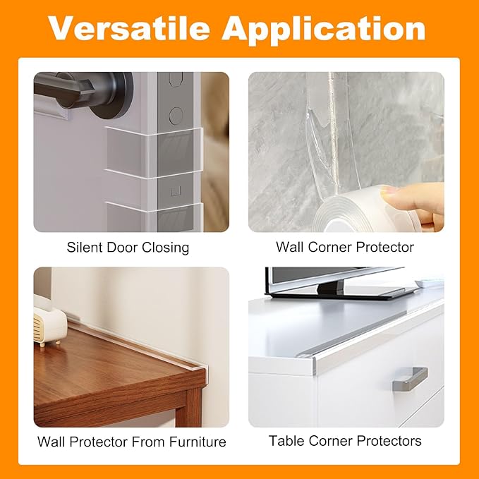 2 Rolls Clear Soft Corner Protectors for Furniture Strip,Sharp Edge & Table Bumper,Window Edge,Wall Protector, Soft Corner Guards Safe for Proof,Table Corner Protectors in Family,1.18 in x 13.12 FT