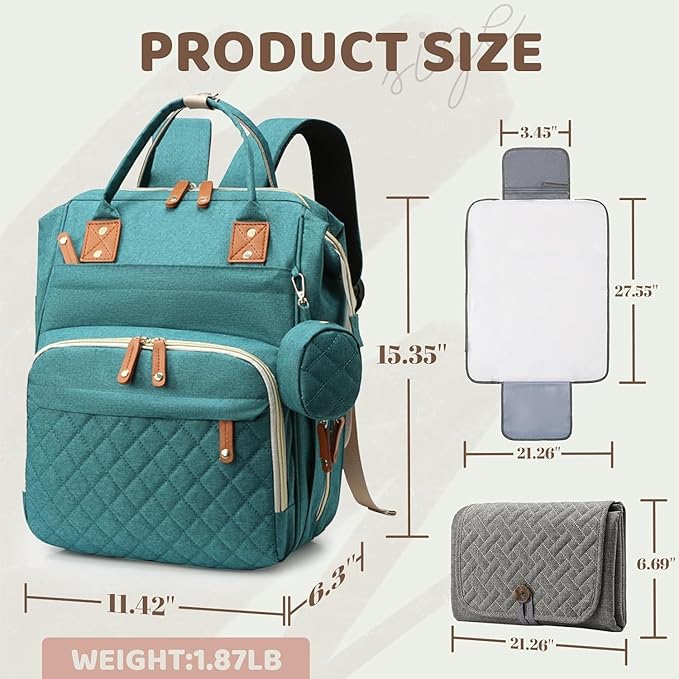 Diaper Bag Backpack for Girls Boys: Green Toddler Diaper Bag with Changing Pad Baby Backpack Diaper Bag for Mon Dad Newborn Mochila Pañaleras Bebe Niña Niño Baby Registry Search Essentials Must Haves