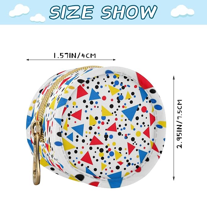 Pacifier Holder with Clip Pacifier Case for Diaper Bag Round Baby Pacifier Pouch Box Bag Portable Colorful Triangle Dots