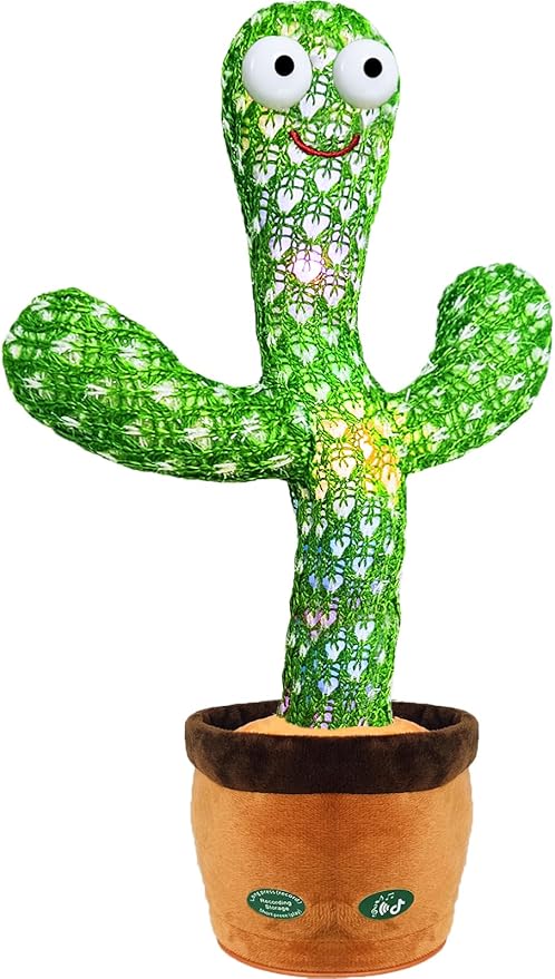 Interactive Baby Toys Dancing Talking Cactus Toy, Singing Musical & Record Repeat What You Say, Funny Gift for Infant 6-18 Months & Toddler 1 2 3 Year Old Boy Girl, Light Up Toy (Volume Control)