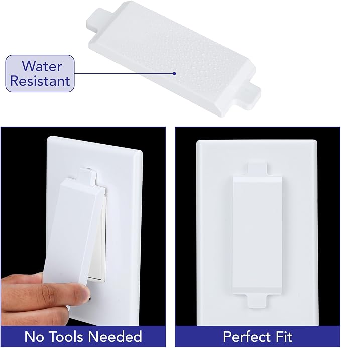 Bates- Magnetic Light Switch Guard, 6 Pack, White, Light Switch Cover Child Proof