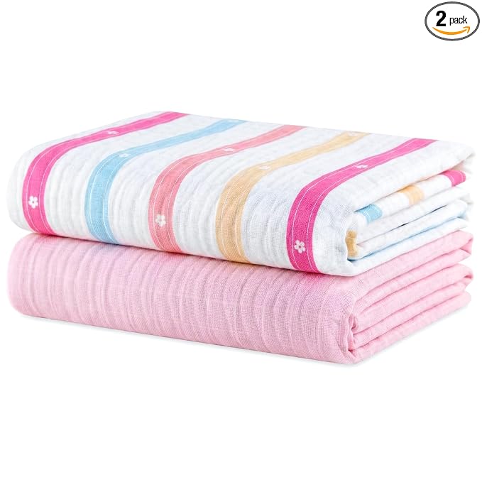 Muslin Swaddle Blankets for Newborns, 2 Pack Multipurpose 100% Organic Cotton, Ultra Soft Breathable Receiving Blanket 47 x 47 inches, Swaddle Wrap for Baby Boys & Girls