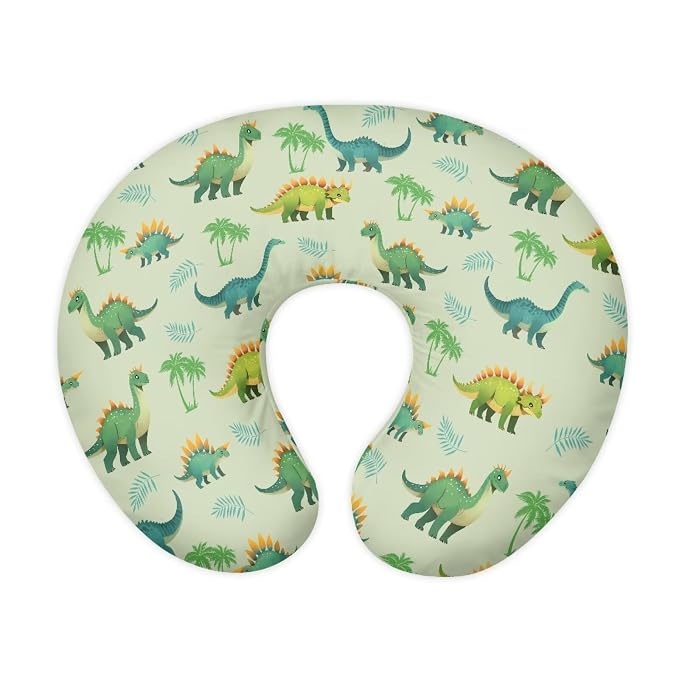 Green Dinosaur Design Nursing Pillow Cover Breastfeeding Nursing Pillow Slipcovers Super Soft Baby Essentials