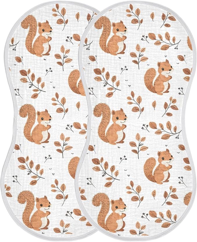 vvfelixl Cute Squirrel with Tail Burp Cloths for Baby Boy Girls Baby Washcloths Burp Rags 1 Pack