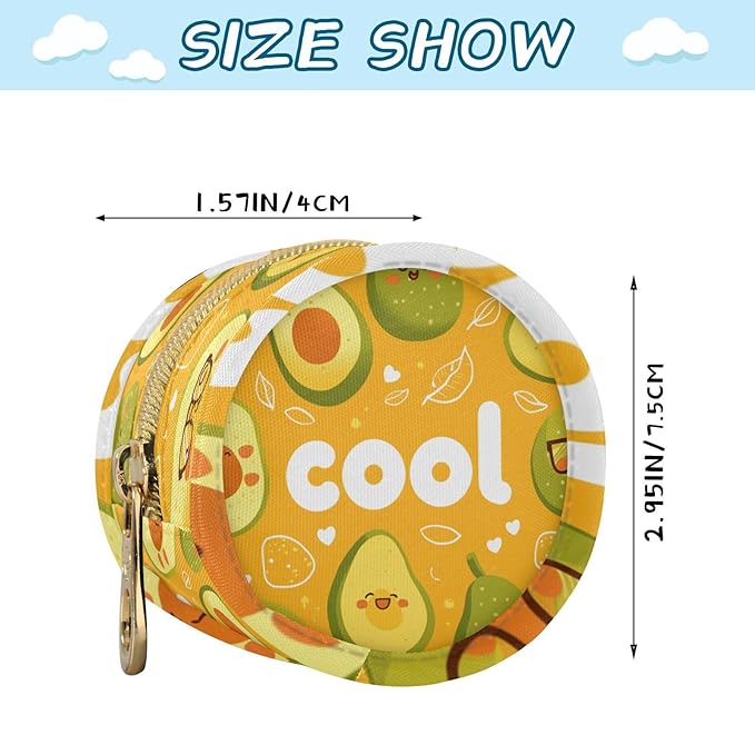 Pacifier Holder with Clip Pacifier Case for Diaper Bag Round Baby Pacifier Pouch Box Bag Portable Avocados Cool Orange