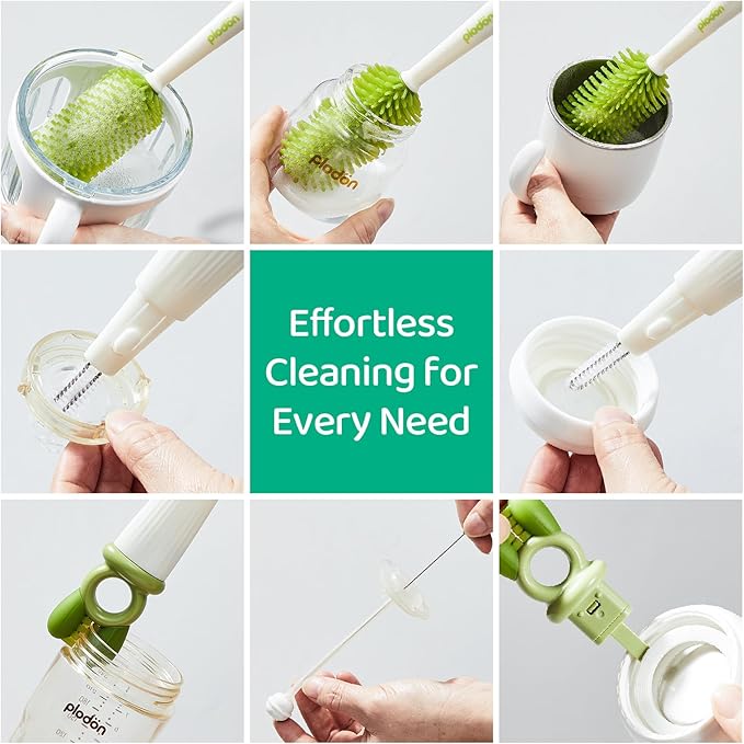 5-in-1 Silicone Baby Bottle Brush Set with Straw Cleaner, Flexible 90° Bendable Bottle Cleaning Kit for Nursing, Sports Bottles, Dishwasher Safe, BPA-Free, Kitchen & Travel