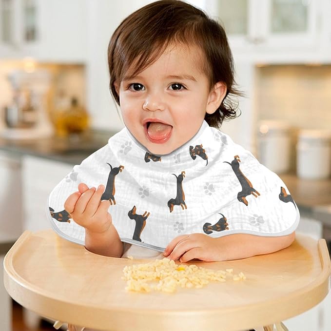2 Pack Muslin Burp Cloths Dachshund Dogs White Cotton Baby Burp Cloths Ultra Absorbent and Soft Burping Cloth for Newborn Babies Boys Girls 22x11 Inch