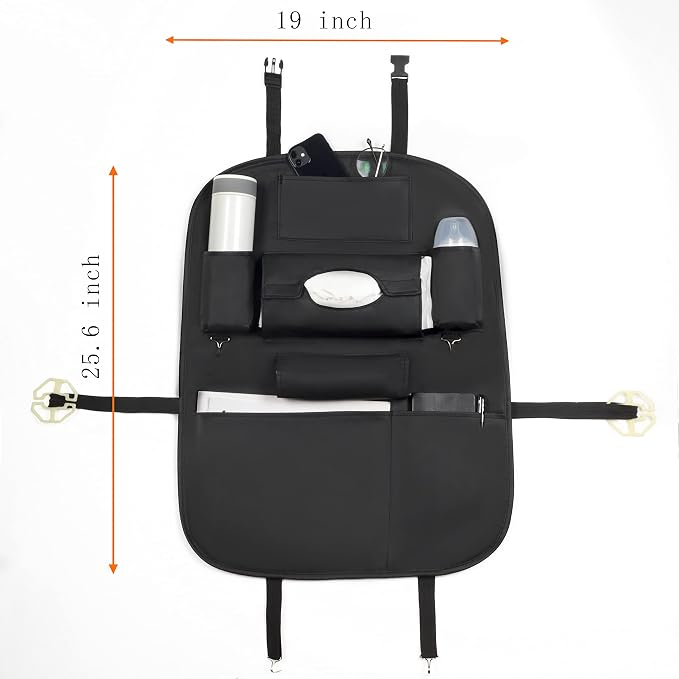 Backseat Car Organizer, PU Leather Kick Mats Back Seat Organizers Protector with Touch Screen Tablet Holder, Universal Car Back Seat Organizer for Kids with Storage Bag Holder