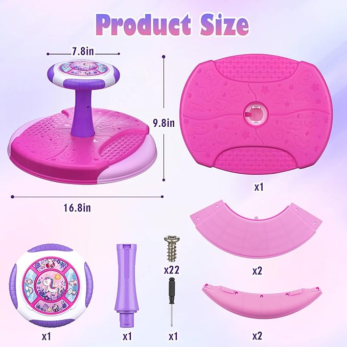 VROGTIK Sit and Spin Toys for Toddlers 1-3 Girls, 360° Toddler Spinning Seat with LED Lights and Music Christmas Birthday Gift for 1 2 3 Years Old Girl Sensory Toys Toddler Activities
