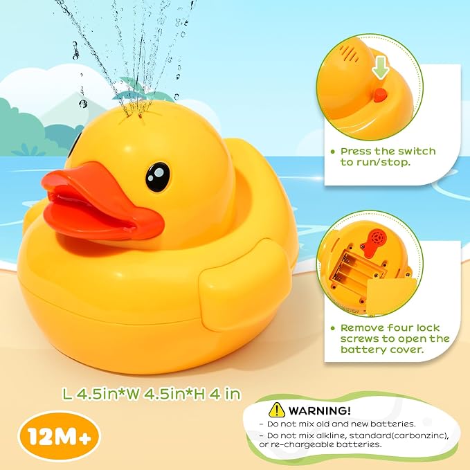 Baby Bath Toy Spraying Duck for 6-12 Month Infant Kids Water Play Sprinkler | Baby bath toy duck for kids & toddlers. Fun water floating design. Great kids' sensory gift.