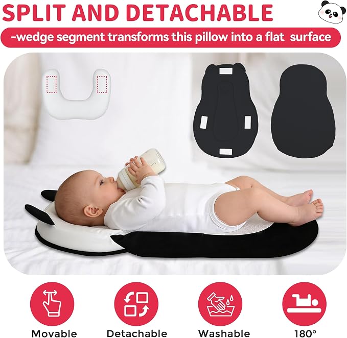 Rootling Baby Feeding Pillow, Anti Overflow Feeding Pillow for Reducing Spit-Up, Safety Nursing Pillow, Baby Lounger Reflux Wedge Breastfeeding, Removable top and Bottom