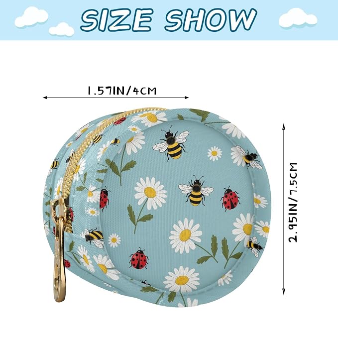 Bee Daisy Animal Blue Print Pacifier Holder Case with Metal Clip Portable Pacifier Box for Newborn Baby Girls