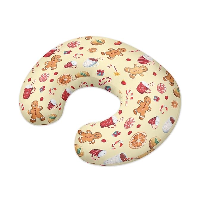 Christmas Candy Gingerbread Nursing Pillowcase for Boys Girls Machine Washable Pillow Cover Fits 22x18x6 Inch Breastfeeding and Bottle Feeding Surpot Pillows, Easy to Put On & Remove