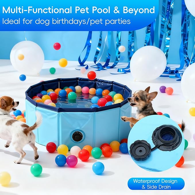 Dog Ball Pit with 150 Balls Included,Cat Ball Pit & Dog Pool 2-in-1 for Puppies Small Dogs Cats, Portable Pet Playpen Pool Indoor Outdoor(L+150 Balls)