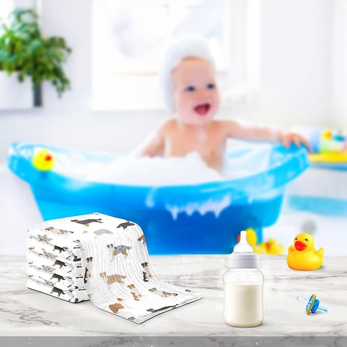 vvfelixl Baby Cotton Washcloths Australian Shepherd Dog Infants Bath Towel for Unisex Face Towels for Newborn, Natural Baby Wipes Delicate Skin, 11.8 X 11.8 inch, one sizex3