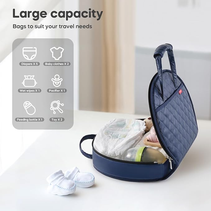 Portable Waterproof Leather Diaper Changing Pad Compact for Travel Diaper Bag, Easy Clean, Newborn Baby, Blue