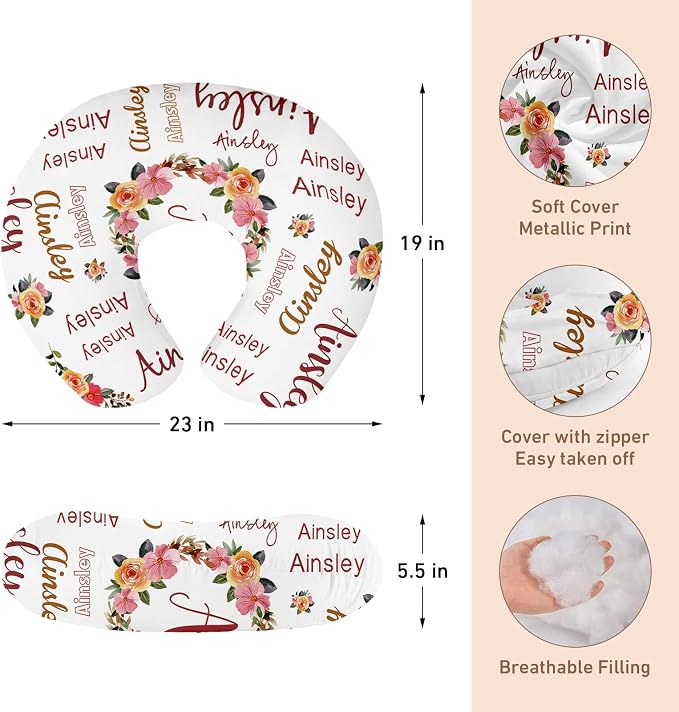 Dyoart Baby Nursing Pillow Cover,Custom Name Soft Nursing Covers,Breastfeeding Pillow Slipcover for Bottle Feeding,Custom Gifts for Toddler Infant(23"x19"x5.5")(one Size)