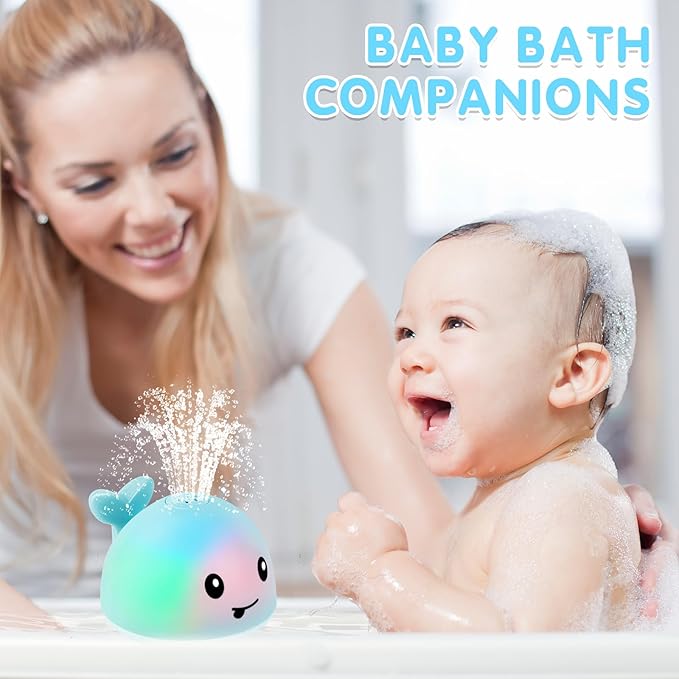 Gigilli Whale Bath Toy Sprinkler, Baby Bath Toys for Babies 6-12-18 Month Toddler Pool Water Toy, Light Up Bath Toys for Kids Ages 1-3, 1 Year Old Boy Girl Gift Infant Birthday Bathtub Water Table Toy