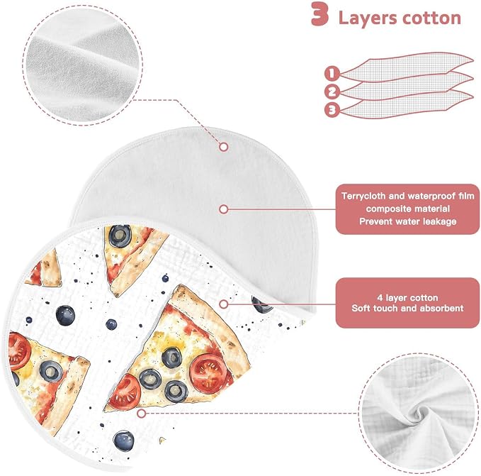 vvfelixl Margherita Pizza Burp Cloths for Baby Boy Girls Baby Washcloths Burp Rags 1 Pack