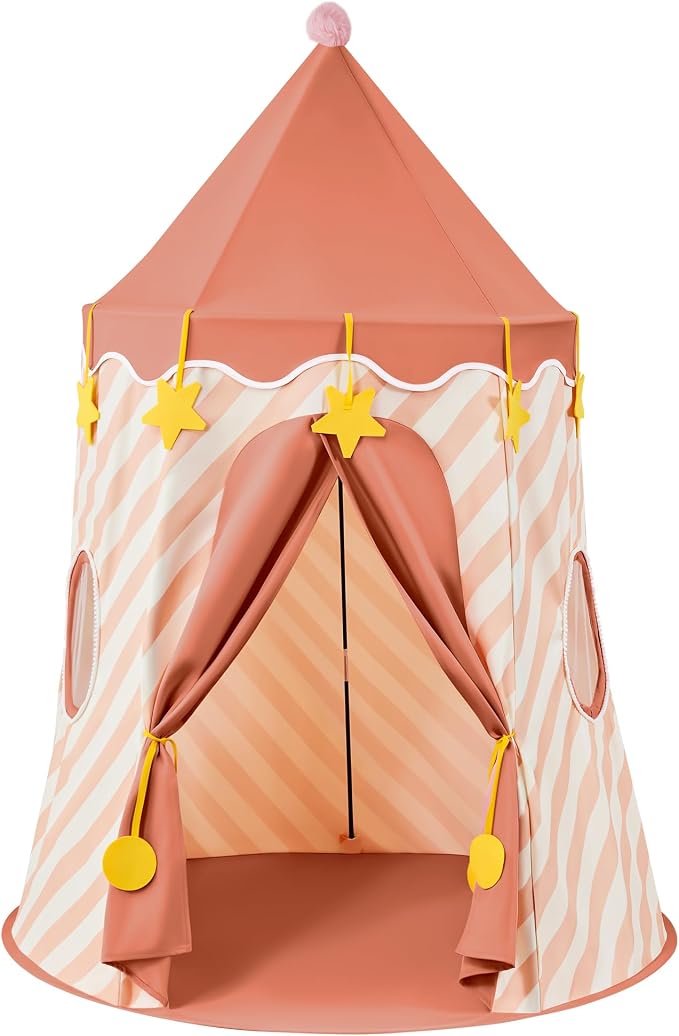 Hallo Deer Kids Play Tent, Princess Castle Pop Up Tent Kids with Star and Window, Portable Toddler Play Tent Indoor Outdoor,Playhouse Indoor Games for Boys & Girls Gifts (Rose Pink)