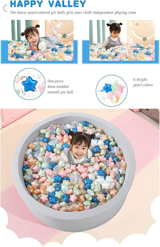 STARBOLO Ball Pit Balls for Toddlers Pack of 100 200 500 - BPA&Phthalate Free Non-Toxic Crush Proof Soft Plastic Balls for 1-5Years Old Toddlers Girl Kids Birthday Pool Playpen Tent Party