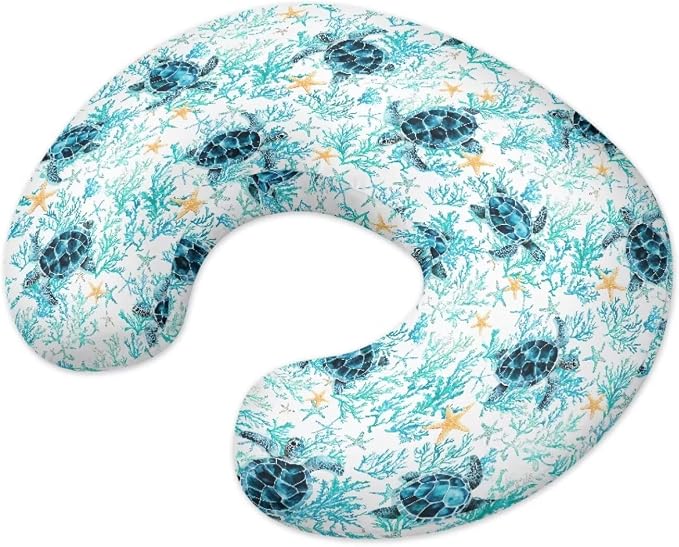 Sea Turtle Pillow Cover for Baby Boy Girl, Soft Breastfeeding Pillow Slipcover, Newborn Feeding Pillow Cover Dust Covers