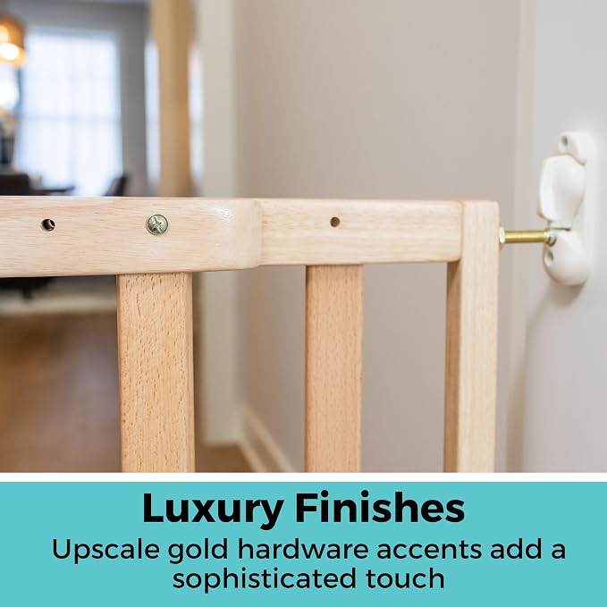 Toddleroo by North States LuxeCraft Wood Baby Safety Gate for Stairs & Doorways, Hardware Mount, Adjustable 25.25 to 39.25 Inches Wide, 30 Inches High, Beechwood Natural Wood