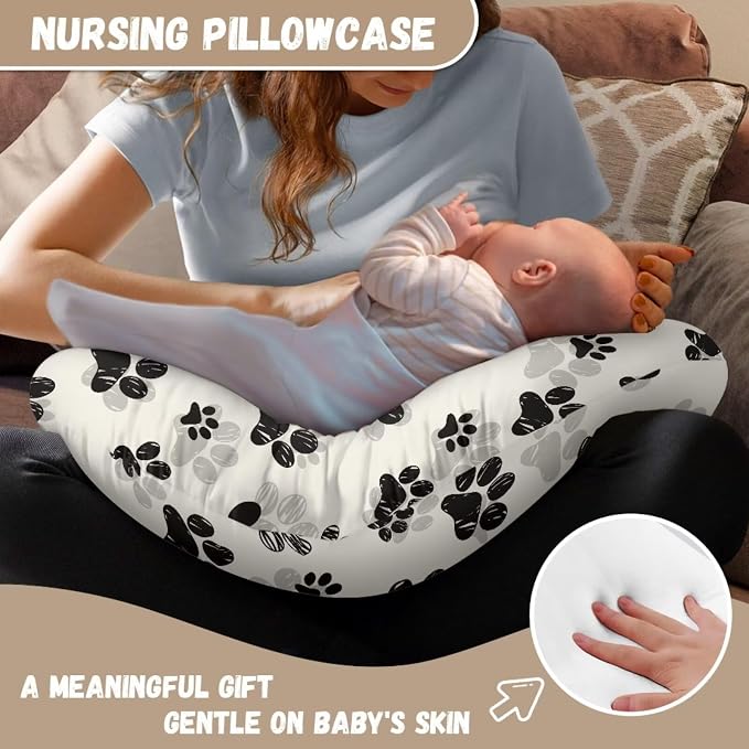 Brown Paws Nursing Pillow Covers for Breastfeeding Pillow, Cozy Nursing Slipcover Breastfeeding Pillow Covers for Breastfeeding Mom