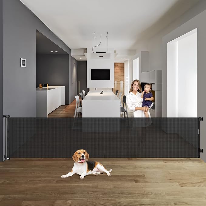 Mom's Choice Awards Winner - 122 Inch Extra Wide Baby Gate for Large Openings Retractable Baby Gates for Doorways Extra Long Dog Gate Pet Gates for Dogs Indoor Outdoor Retractable Dog Gate for Stairs