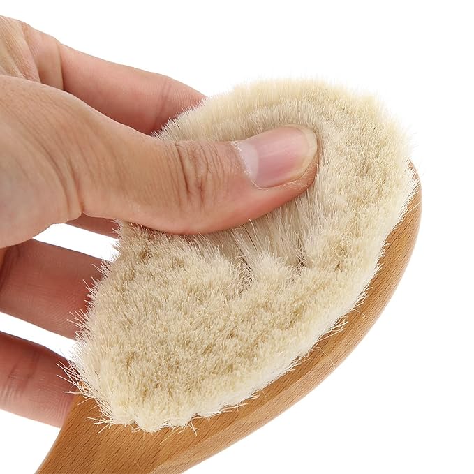 Soft Goat Hair Brush for Men or Women - Beard and Hair Cleaning Brush for Home Use, Styling or Detangling, Ideal for Curly Hair and Blow Drying