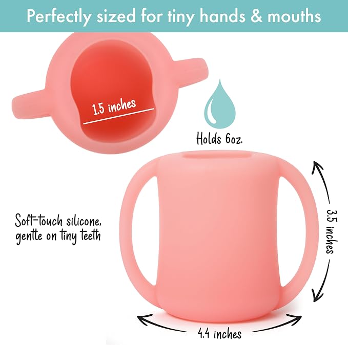 PrimaStella Silicone Baby & Toddler Training Cup with Handles (Rose Quartz)