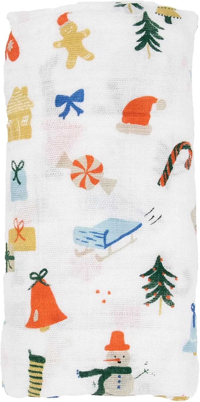 Little Unicorn Premium Cotton Swaddle Baby Blanket | Breathable Fabric | for swaddling, Play, Nursing & More (Christmas Time)