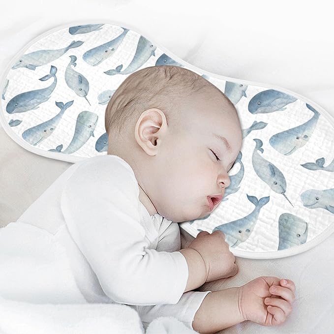 vvfelixl Baby Burp Cloths Whale Dolphin Baby Newborn Cotton Burping Cloths Set Baby Washcloths 4 Pack