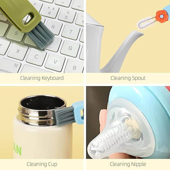6Pcs 3 in 1 Cup Lid Cleaning Brush, Multifunctional Bottle Cleaning Brush, Cup Lid Gap Cleaner for Home Kitchen