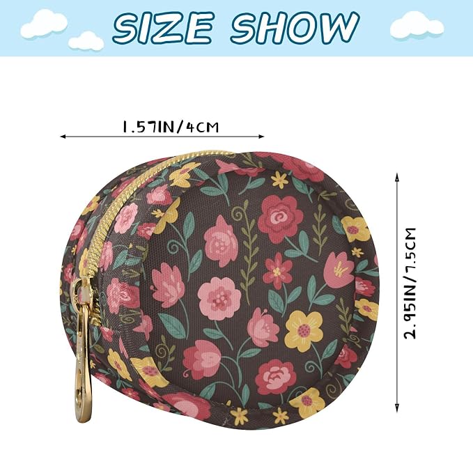 Colorful Flowers Leaves Brown Print Pacifier Holder Case for Diaper Bag Portable Travel Pacifier Storage Case with Clip Newborn Baby Pouch for Baby Boys Girls Outdoor Purse
