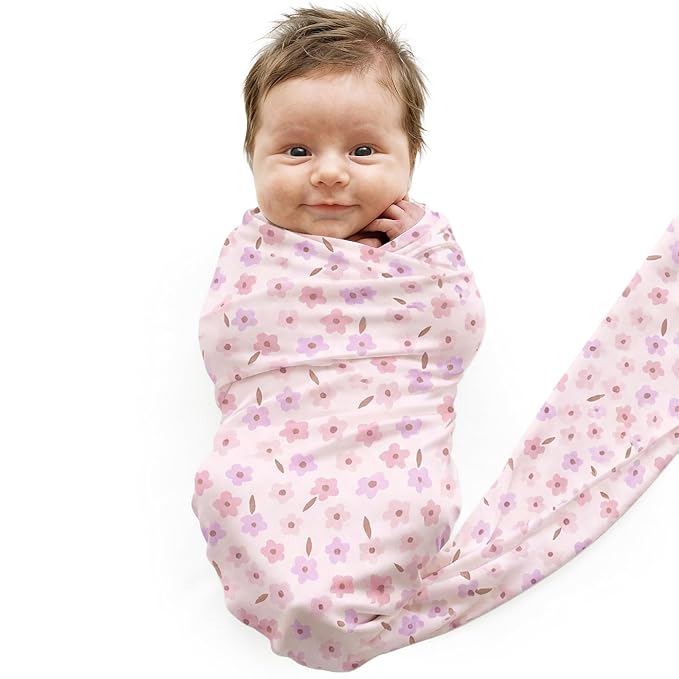 Caden Lane Baby Swaddle & Receiving Blanket, Soft, Breathable & Temperature-Regulating Bamboo Viscose Fabric for Swaddling Newborns, Gender Neutral Infant Blanket for Boys & Girls, Blushing Blooms