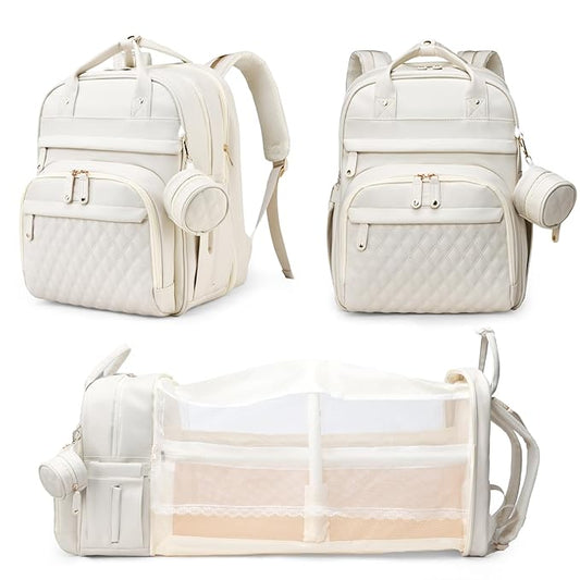 Astro alan Baby Diaper Bags with Changing Station, Waterproof Diaper Bag Backpack for Moms Dads with USB Charging Port, Baby Shower Gifts, Large Capacity diaper backpack, Beige