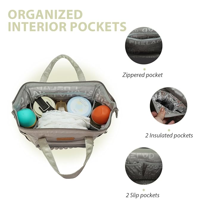 FHELAD Small Diaper Bag Backpack, Toddler Diaper Bags Waterproof Multi-Function Newborn Baby Stylish Mini Tote Maternity Bags (Brown Taupe with Pacifier Case)