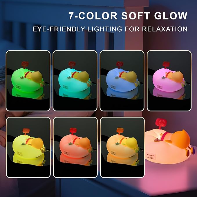 Duck Night Light for Kids, 3 Brightness Levels LED Nursery Lamp Dimmable & Rechargeable, Duck Silicone Lamp for Bedroom/Nursery,Room Decor Lamp Gift for Adult Toddler/Boys/Girls Yellow