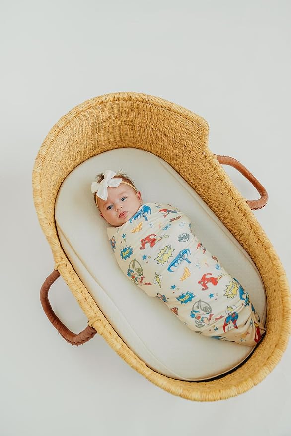Copper Pearl Swaddle Blankets for Newborns | Soft Stretchy Receiving Blankets for Boys and Girls | Large 46 x 46 Inch Baby Blankets | Lightweight and Breathable Swaddles | Justice League