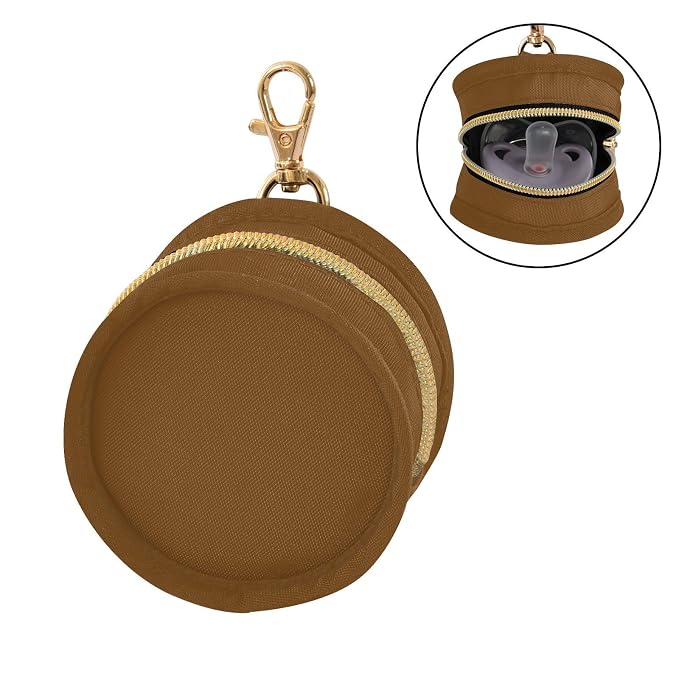 Brown Pacifier Holder Case Newborn Pacifier Storage Pouch for Boys Girls Easy Attach to Diaper Bag Portable Baby Essentials Container