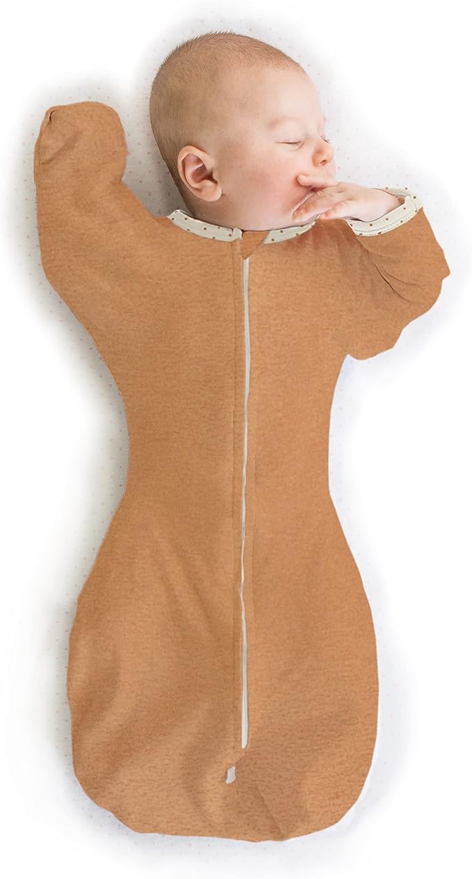 SwaddleDesigns Transitional Swaddle Sack, Arms Up Half-Length Sleeve Mitten Cuff, Most Gradual Transition Swaddle for Newborn