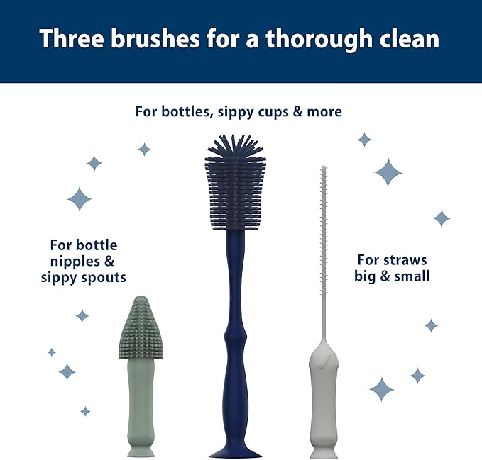 Dr. Brown's Silicone Cleaning Brush Set with Bottle, Spout, and Straw Brush, 3 Brushes to Clean Baby Bottles, Spouts, Nipples, and Straws, BPA Free ??36-Pack