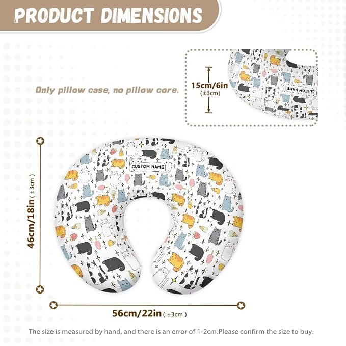 Cartoon Cat Girls Boys Nursing Pillow Cover Breastfeeding Pillow Cover 3D Print Cute and Safety Baby Mom Essentials, 2 Packs